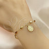 Oro Laminado Bracelet Rosary, Gold Filled Style San Benito Design, Polished, Tricolor, 03.351.0020.08