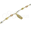 Oro Laminado Bracelet Rosary, Gold Filled Style Guadalupe Design, Polished, Tricolor, 03.351.0021.08