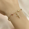 Oro Laminado Bracelet Rosary, Gold Filled Style Crucifix Design, Polished, Tricolor, 03.351.0022.08