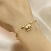 Oro Laminado Bracelet Rosary, Gold Filled Style Elephant Design, Polished, Tricolor, 03.351.0023.08
