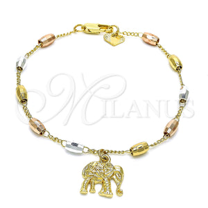 Gold Filled Bracelet — Bracelet Rosary Elephant Design Polished Tricolor 03. — main product view — SKU 128387 | Oro Laminado brazalete — Bracelet Rosary Elephant diseño pulido Tricolor 03. — SKU 128387
