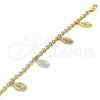 Oro Laminado Charm Bracelet, Gold Filled Style Guadalupe Design, Polished, Tricolor, 03.351.0024.08 (04 MM Thickness, 8 Inches Length)