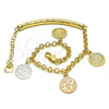 Oro Laminado Charm Bracelet, Gold Filled Style San Benito Design, Diamond Cutting Finish, Tricolor, 03.351.0025.07 (04 MM Thickness, 7 Inches Length)