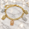 Oro Laminado Charm Bracelet, Gold Filled Style Owl Design, Polished, Tricolor, 03.351.0028.07 (05 MM Thickness, 7 Inches Length)