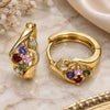 Oro Laminado Huggie Hoop, Gold Filled Style with Multicolor Cubic Zirconia, Polished, Golden Finish, 02.237.0030.2.15