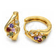Oro Laminado Huggie Hoop, Gold Filled Style with Multicolor Cubic Zirconia, Polished, Golden Finish, 02.237.0030.2.15