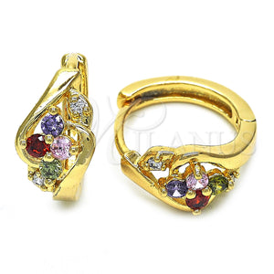 Gold Filled Hoop Earrings — Huggie Hoop with Multicolor Cubic Zirconia Polished 02. — main product view — SKU 128411 | Oro Laminado aretes de aro — Huggie Hoop with Multicolor Cubic Zirconia pulido 02. — SKU 128411