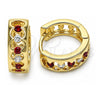 Oro Laminado Huggie Hoop, Gold Filled Style with Garnet and White Cubic Zirconia, Polished, Golden Finish, 02.237.0031.15