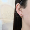 Oro Laminado Huggie Hoop, Gold Filled Style with Garnet and White Cubic Zirconia, Polished, Golden Finish, 02.237.0032.15
