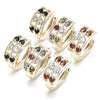 Oro Laminado Huggie Hoop, Gold Filled Style with Black and White Cubic Zirconia, Polished, Golden Finish, 02.237.0033.1.15
