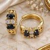 Oro Laminado Huggie Hoop, Gold Filled Style with Black and White Cubic Zirconia, Polished, Golden Finish, 02.237.0035.1.15