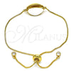 Oro Laminado Adjustable Bolo Bracelet, Gold Filled Style with White Cubic Zirconia, White Enamel Finish, Golden Finish, 03.207.0098.10 (01 MM Thickness, 10 Inches Length)
