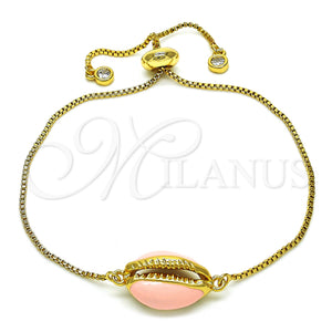 Gold Filled Bracelet — Adjustable Bolo Bracelet with White Cubic Zirconia Pink — main product view — SKU 128428 | Oro Laminado brazalete — Adjustable Bolo Bracelet with blanco Cubic Zirconia Pink — SKU 128428