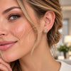 Oro Laminado Stud Earring, Gold Filled Style with White Micro Pave, Polished, Golden Finish, 02.344.0014