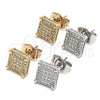 Oro Laminado Stud Earring, Gold Filled Style with White Micro Pave, Polished, Golden Finish, 02.344.0014