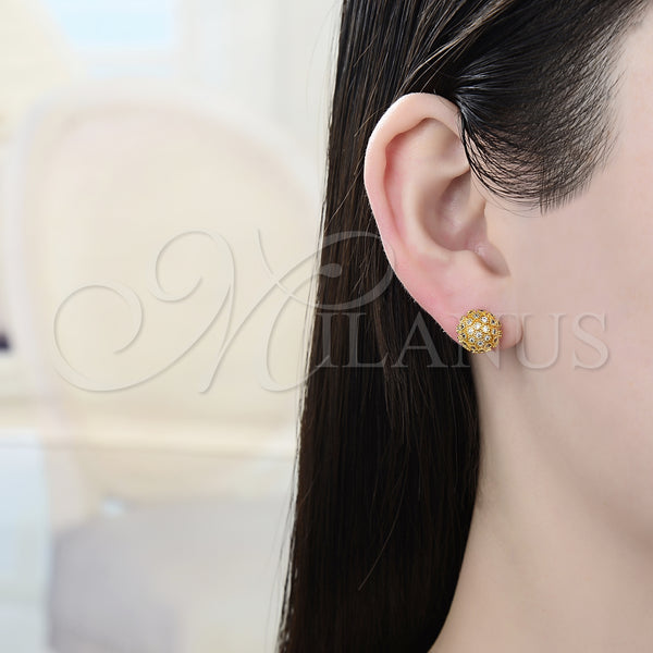 Gold Filled Ring — Stud Earring with White Micro Pave Polished 02. — alternate product view — SKU 128441 | Oro Laminado anillo — Stud Earring with blanco Micro Pave pulido 02. — SKU 128441