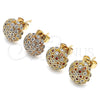 Oro Laminado Stud Earring, Gold Filled Style with White Micro Pave, Polished, Golden Finish, 02.344.0017