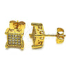 Oro Laminado Stud Earring, Gold Filled Style with White Cubic Zirconia, Polished, Golden Finish, 02.344.0010.1
