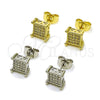 Oro Laminado Stud Earring, Gold Filled Style with White Cubic Zirconia, Polished, Golden Finish, 02.344.0010.1