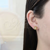 Oro Laminado Stud Earring, Gold Filled Style with White Cubic Zirconia, Polished, Golden Finish, 02.344.0011.1