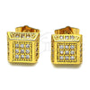 Oro Laminado Stud Earring, Gold Filled Style with White Cubic Zirconia, Polished, Golden Finish, 02.344.0011.1