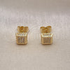 Oro Laminado Stud Earring, Gold Filled Style with White Cubic Zirconia, Polished, Golden Finish, 02.344.0011.1