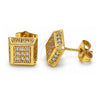 Oro Laminado Stud Earring, Gold Filled Style with White Cubic Zirconia, Polished, Golden Finish, 02.344.0011.1