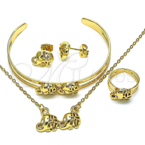 Gold Filled Ring — Earring and Pendant Children Set Elephant Design with — main product view — SKU 128459 | Oro Laminado anillo — Earring and Pendant Children Set Elephant diseño with — SKU 128459