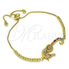 Oro Laminado Adjustable Bolo Bracelet, Gold Filled Style Baguette Design, with Multicolor Cubic Zirconia and Multicolor Micro Pave, Polished, Golden Finish, 03.362.0011.11 (01 MM Thickness, 11 Inches Length)
