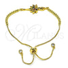 Oro Laminado Adjustable Bolo Bracelet, Gold Filled Style Baguette Design, with Multicolor Cubic Zirconia and Multicolor Micro Pave, Polished, Golden Finish, 03.362.0012.11 (01 MM Thickness, 11 Inches Length)