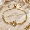 Oro Laminado Adjustable Bolo Bracelet, Gold Filled Style Baguette Design, with Multicolor Cubic Zirconia and Multicolor Micro Pave, Polished, Golden Finish, 03.362.0012.11 (01 MM Thickness, 11 Inches Length)