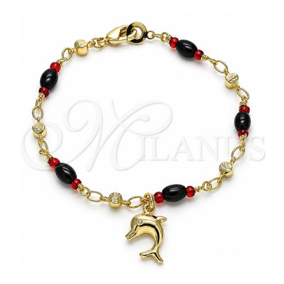 Oro Laminado Charm Bracelet, Gold Filled Style Dolphin Design, Polished, Golden Finish, 03.213.0083.07 (04 MM Thickness, 7 Inches Length)