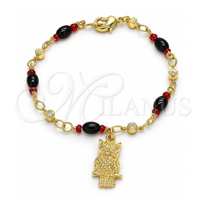 Oro Laminado Charm Bracelet, Gold Filled Style Owl Design, Polished, Golden Finish, 03.213.0084.07 (04 MM Thickness, 7 Inches Length)