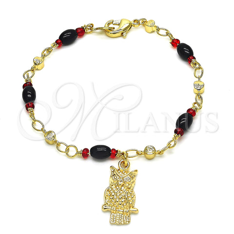 Oro Laminado Charm Bracelet, Gold Filled Style Owl Design, Polished, Golden Finish, 03.213.0084.07 (04 MM Thickness, 7 Inches Length)