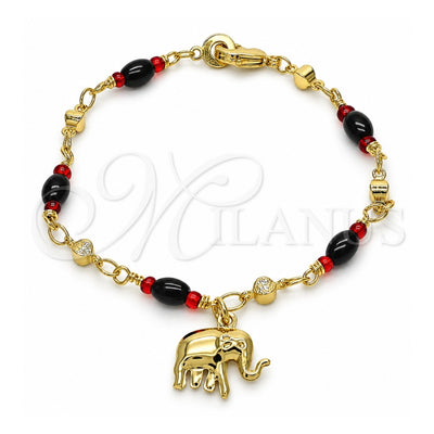 Oro Laminado Charm Bracelet, Gold Filled Style Elephant Design, Polished, Golden Finish, 03.213.0086.07 (04 MM Thickness, 7 Inches Length)