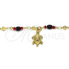 Oro Laminado Charm Anklet , Gold Filled Style Turtle Design, Polished, Golden Finish, 03.213.0087.10 (04 MM Thickness, 10 Inches Length)