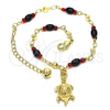 Oro Laminado Charm Anklet , Gold Filled Style Turtle Design, Polished, Golden Finish, 03.213.0087.10 (04 MM Thickness, 10 Inches Length)