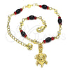 Oro Laminado Charm Anklet , Gold Filled Style Turtle Design, Polished, Golden Finish, 03.213.0087.10 (04 MM Thickness, 10 Inches Length)