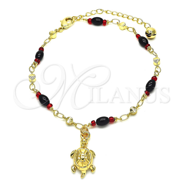Gold Filled Anklet — Charm Anklet Turtle Design Polished 03. 04 MM — main product view — SKU 128497 | Oro Laminado tobillera — Charm Anklet Turtle diseño pulido 03. 04 MM — SKU 128497