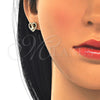 Oro Laminado Earring and Pendant Adult Set, Gold Filled Style Heart and Little Girl Design, with White Micro Pave, Polished, Golden Finish, 10.156.0218