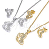 Oro Laminado Earring and Pendant Adult Set, Gold Filled Style Butterfly Design, with White Micro Pave, Polished, Golden Finish, 10.156.0220