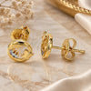 Oro Laminado Stud Earring, Gold Filled Style Heart and Butterfly Design, with White Micro Pave, Polished, Golden Finish, 02.156.0322