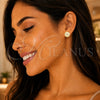 Oro Laminado Stud Earring, Gold Filled Style Heart Design, with White Micro Pave, Polished, Golden Finish, 02.156.0325