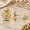 Oro Laminado Stud Earring, Gold Filled Style Heart Design, with White Micro Pave, Polished, Golden Finish, 02.156.0325