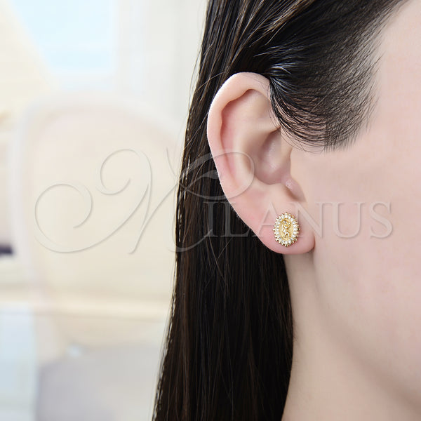Gold Filled Ring — Stud Earring with White Micro Pave Polished 02. — alternate product view — SKU 128535 | Oro Laminado anillo — Stud Earring with blanco Micro Pave pulido 02. — SKU 128535