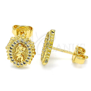 Gold Filled Ring — Stud Earring with White Micro Pave Polished 02. — main product view — SKU 128535 | Oro Laminado anillo — Stud Earring with blanco Micro Pave pulido 02. — SKU 128535