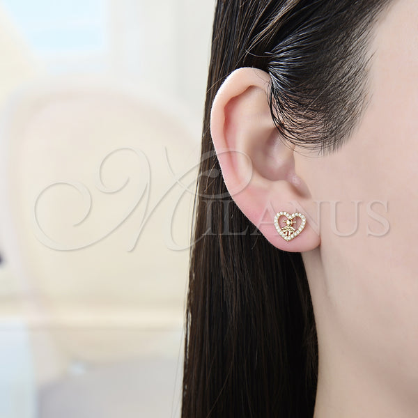 Gold Filled Ring — Stud Earring Heart and Little Girl Design with — alternate product view — SKU 128538 | Oro Laminado anillo — Stud Earring corazón and Little Girl diseño with — SKU 128538