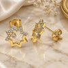Oro Laminado Stud Earring, Gold Filled Style with White Cubic Zirconia, Polished, Golden Finish, 02.156.0332