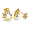 Oro Laminado Stud Earring, Gold Filled Style with White Cubic Zirconia, Polished, Golden Finish, 02.156.0332