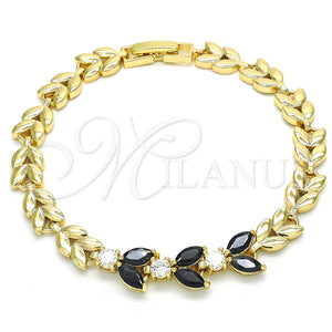 Gold Filled Bracelet — Fancy Bracelet Leaf Design with Black and White — main product view — SKU 128544 | Oro Laminado brazalete — elegante Bracelet Leaf diseño with negro and blanco — SKU 128544